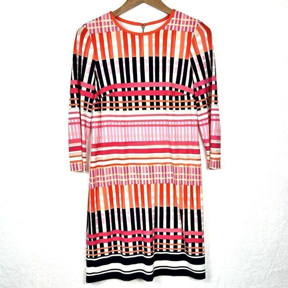 Eliza J Sz 4‎ Geometric Striped Shift Dress Colorful Stretch Career Spring Event - Picture 1 of 10